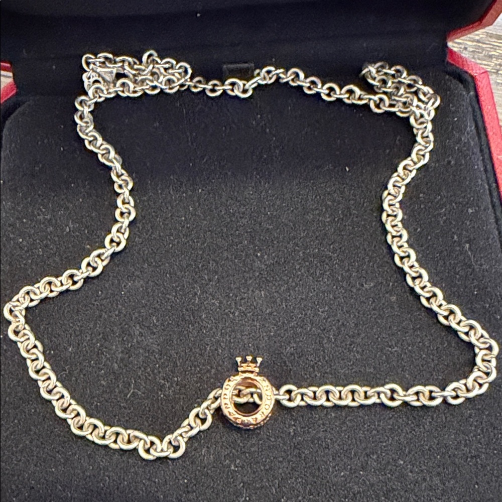 Pandora Elegant Two-Tone Pendant Necklace Authentic